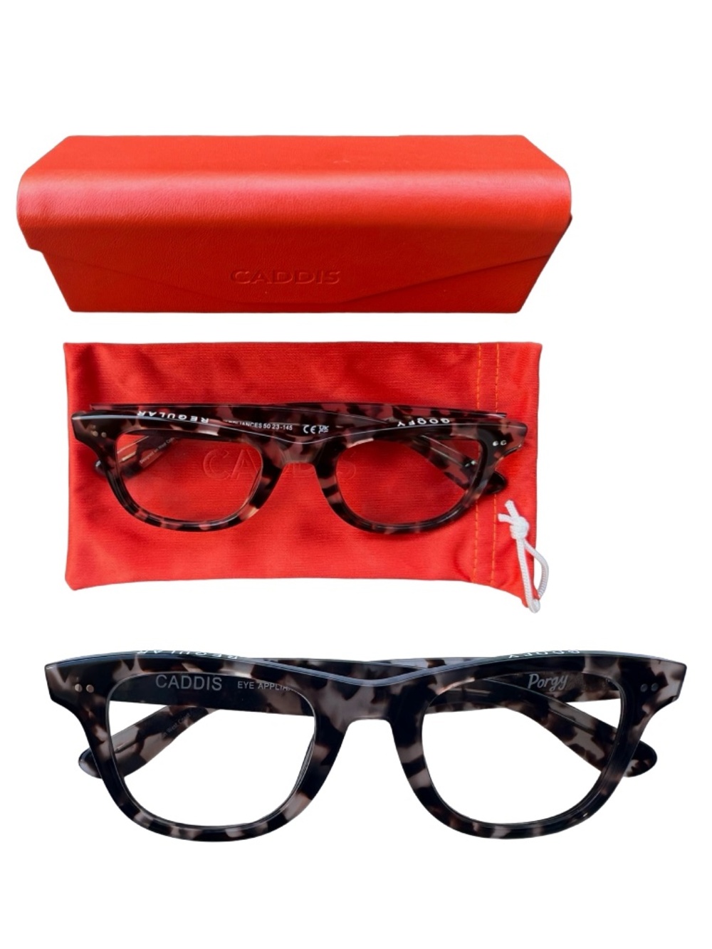 Caddis Porgy Eye Appliances Tortoise Eyeglasses Frame 50-23-145 Orange Case